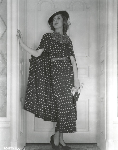 Loretta Young Long Dress Polkadot Photo Print - Item # VARCEL710024