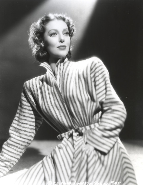 Loretta Young Striped Long Coat Dress Photo Print - Item # VARCEL710030