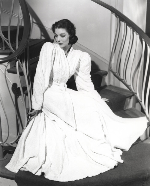 Loretta Young Old White Long Sleeve Dress Photo Print - Item # VARCEL710056