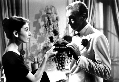 A film still of Audrey Hepburn and Gary Cooper in Love In The Afternoon Photo Print (10 x 8)