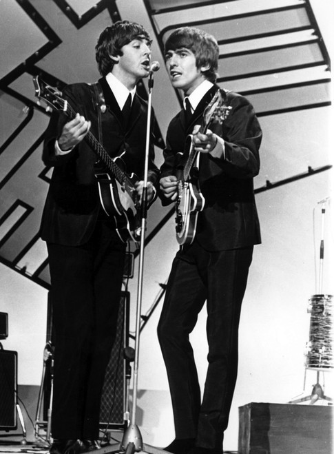 George Harrison and Paul McCartney on stage Photo Print (8 x 10)