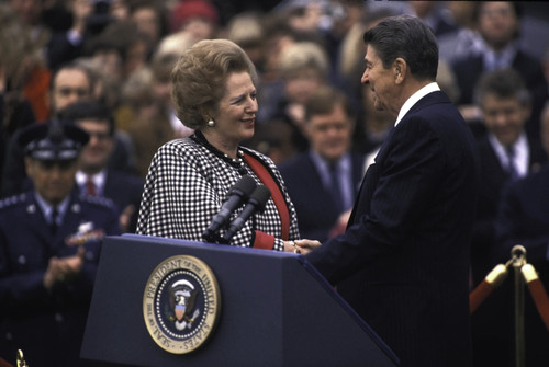 Ronald Reagan and Margaret Thatcher at the Economic Summit in Toronto Photo Print - Item # VARGLP358339