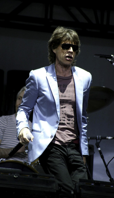 Mick Jagger of The Rolling Stones performing on stage at their press conference to announce the Rolling Stones On Stage