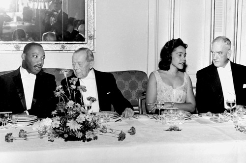 Martin Luther King Jr, Gunnar John, Coretta Scott King and Nils Langhelle at the Nobel Peace Prize dinner Photo Print
