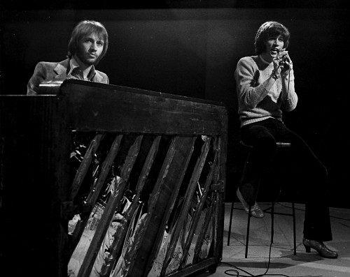Maurice Gibb and Andy Gibb from the Bee Gees on stage Photo Print - Item # VARGLP377420