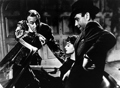 Film Still of Audrey Hepburn and Humphrey Bogart in a car and William Holden in Sabrina Photo Print (10 x 8)