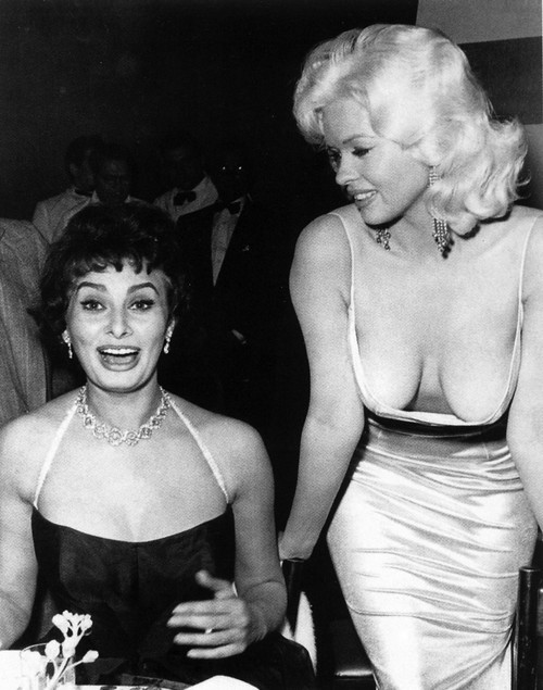 Sophia Loren and Jayne Mansfield in a restaurant Photo Print - Item # VARGLP383593