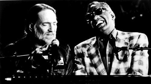 Ray Charles performing with Willie Nelson Photo Print (10 x 8)
