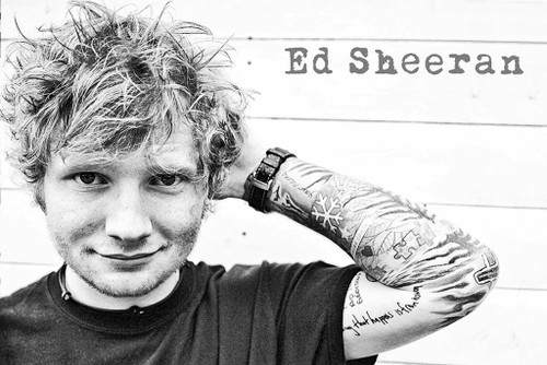 Ed Sheeran Bw Horiz Poster Print