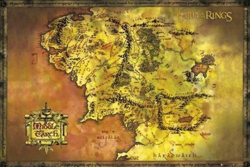 Lord Of The Rings Map Map Of Middle Earth Poster Print
