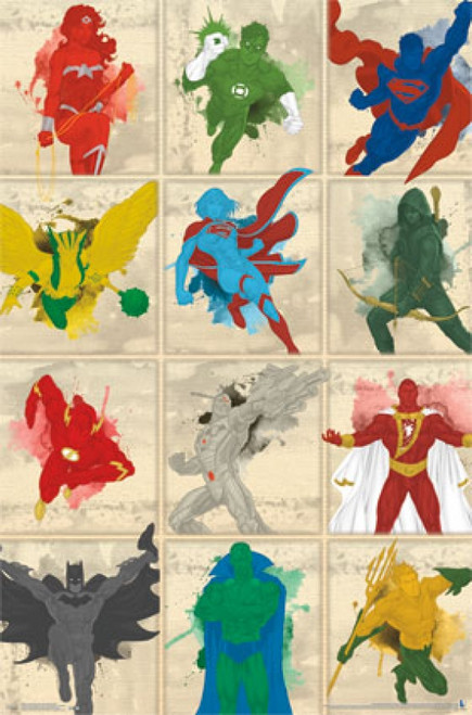 Justice League - Simplistic Grid Poster - 22 x 34 inches