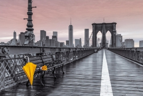 NEW YORK CITY Assaf Frank Umbrella Brooklyn Bridge Poster - 22 x 34 inches