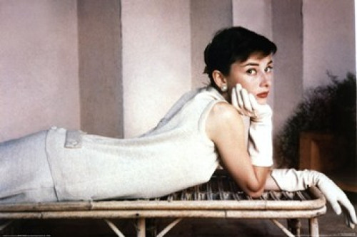 Audrey Hepburn - White Poster Print
