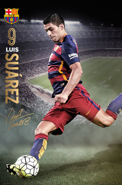 Barcelona Suarez Action Poster Print