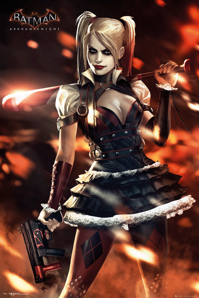Batman Arkham Knight Harley Quinn Fire Poster Print