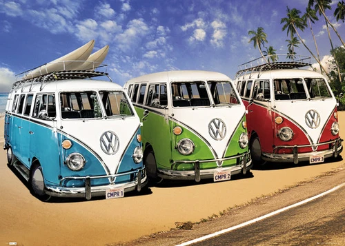 Vw Camper Campers Beach Poster Print