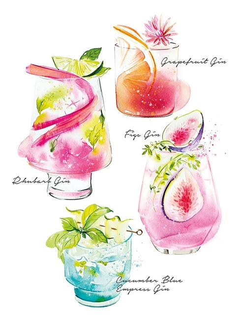 Cocktails Poster Print - Enya Todd