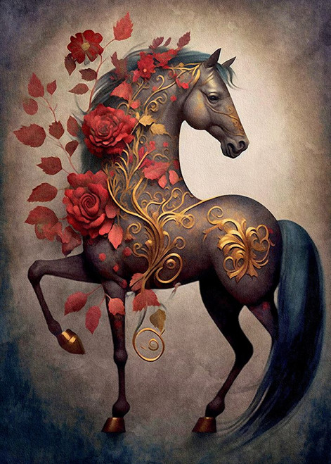 Floral Horses 3 Poster Print - Dutch Lady The