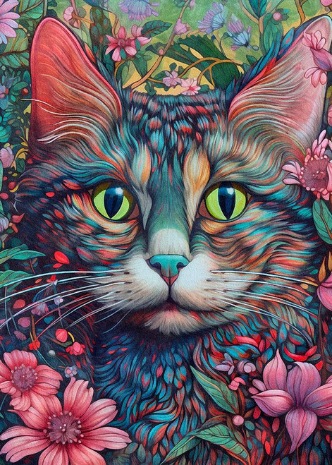 Floral Cats 6 Poster Print - Dutch Lady The