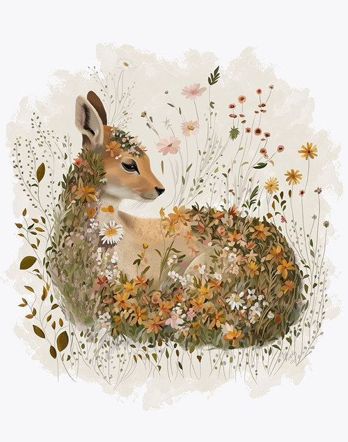 Floralessence Fawn Poster Print - Funky Fab