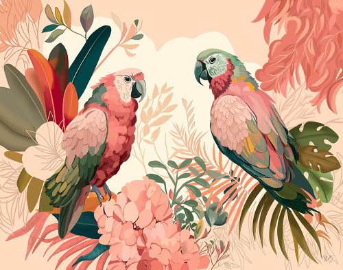 Bright Tropics Parrots 1 Poster Print - Funky Fab