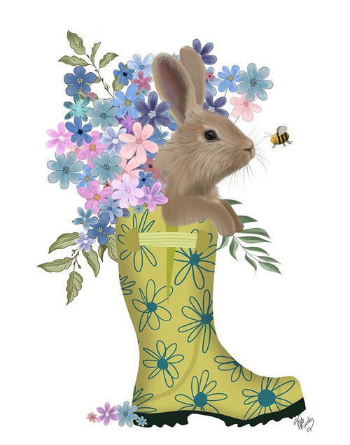 Welly Bunny And Bee Poster Print - Funky Fab