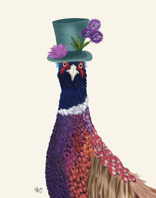 Pheasant in Blue Hat Poster Print - Funky Fab