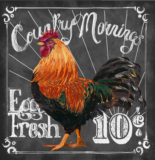Rooster on Chalkboard I Poster Print - Licensing Studio Art (23 x 24)