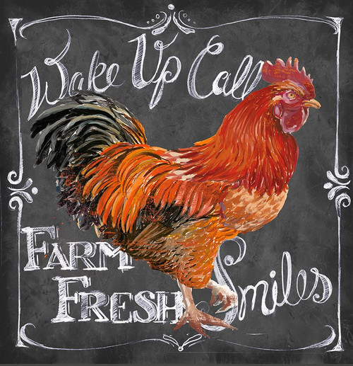 Rooster on Chalkboard II Poster Print - Licensing Studio Art (23 x 24)