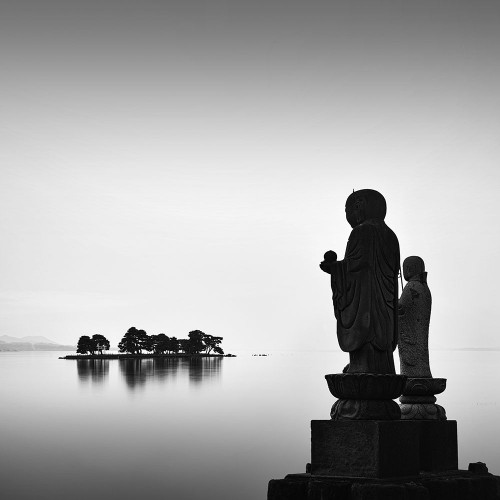 Zen Island and Statue Poster Print - Studio Praxis (12 x 12)