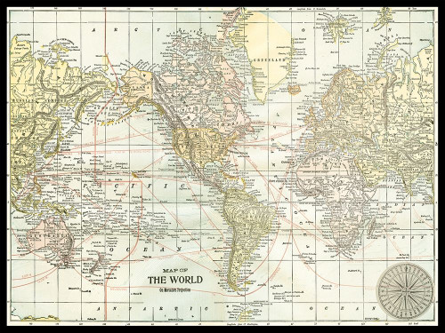 World Map with Black Border Poster Print - Studio Vision