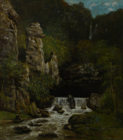 Landscape with a Waterfall  Poster Print by Gustave Courbet
