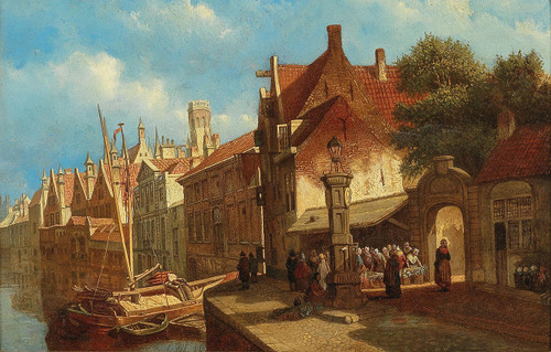 Small Vegetable Market in Rheims  Poster Print by Fran√ßois Edouard Bertin