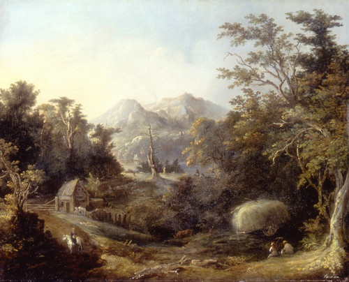 Landscape with Farm and Mountains  Poster Print by Charles Codman
