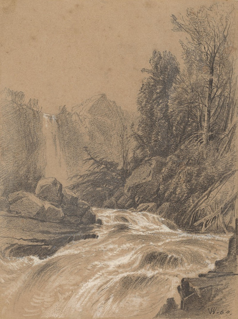 Mountain Landscape, Stream and Waterfall  Poster Print by William Hart