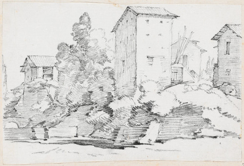 Italian Farm Buildings by a Stream  Poster Print by Joseph-Marie Vien