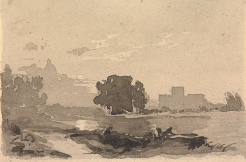 Landscape with Castle in Background Poster Print by Thomas Sully
