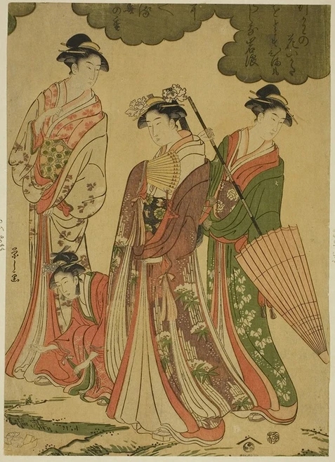 Women Viewing Cherry Blossoms II  Poster Print by Ch≈çbunsai Eishi