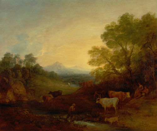 Landscape with Cattle Poster Print by Thomas Gainsborough