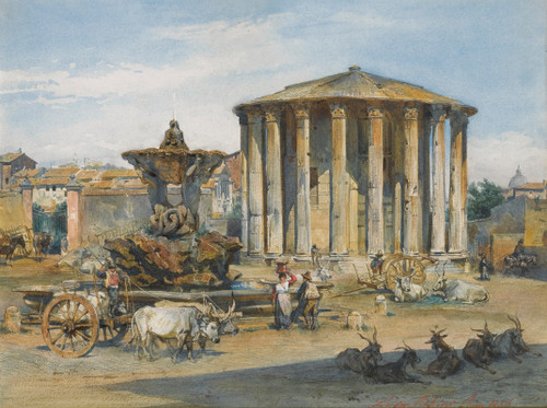 The Temple Of Vesta, Rome  Poster Print by Ludwig Johann Passini