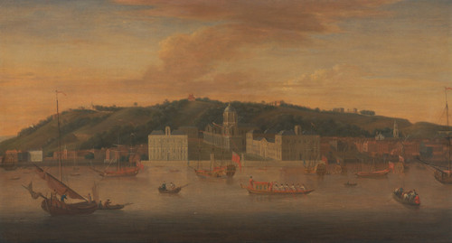 A view of Greenwich from the River with many Boats Poster Print by Jan Griffier