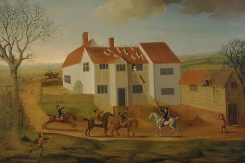 John Sidey and his Hounds at a Farmhouse near Hadleigh, Suffolk Poster Print by James Dunthorne