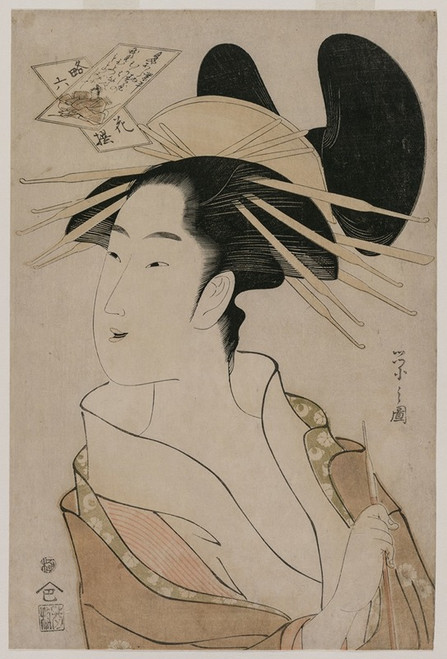Portrait of a Courtesan Holding a Pipe   Poster Print by Ch≈çbunsai Eishi