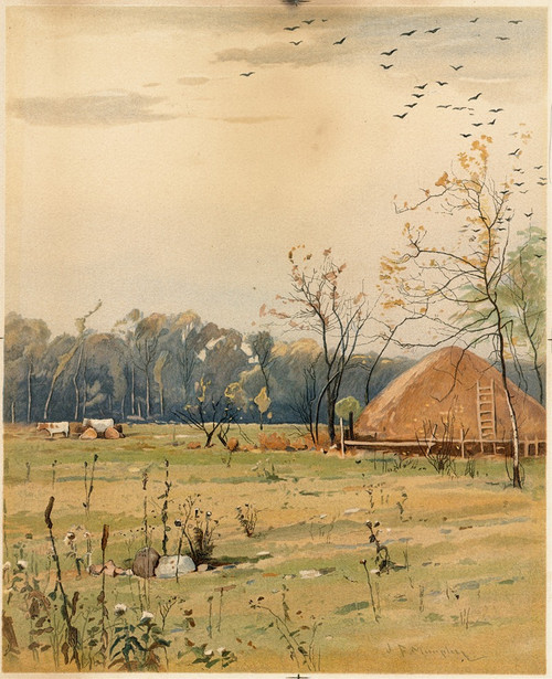 Autumn landscape with large haystack  Poster Print by John Francis Murphy