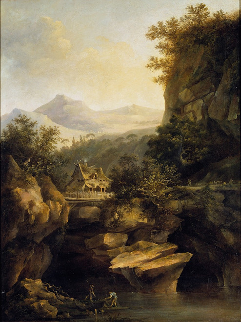 Mountainous Landscape with a Farm  Poster Print by Louis Belanger