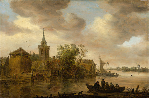 River View with Church and Farmhouse  Poster Print by Jan van Goyen