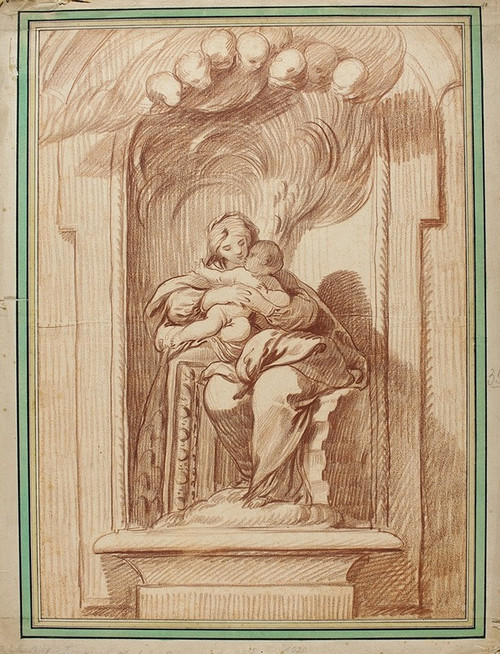 Madonna and Child Seated in a Niche  Poster Print by Anonymous