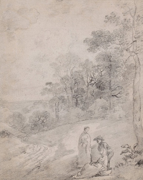 Figures By a Track Through a Wooded Landscape  Poster Print by Thomas Gainsborough