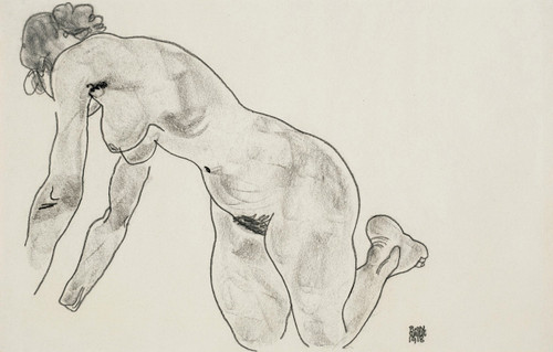 Hockender weiblicher Akt  Poster Print by Egon Schiele