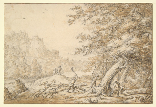 Landscape with Woodcutters Poster Print by Herman Saftleven